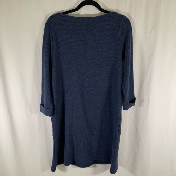 J Jill Sweater Dress Women's Small Blue Ribbed 3/4 Sleeve Round Neck Wearever Cl - Picture 7 of 7